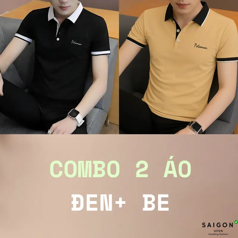 [KÈM QUÀ TẶNG] COMBO 2 Áo Thun Polo Poloman WINER Cổ Bẻ BASIC CVC Vải Cá Sấu Sang Trọng, Lịch lãm, Thoáng Mát LEVEN Menswear Có Cổ Ngắn Tay Cộc Tay Shirt polo Tay Ngắn áo polo Kem 2