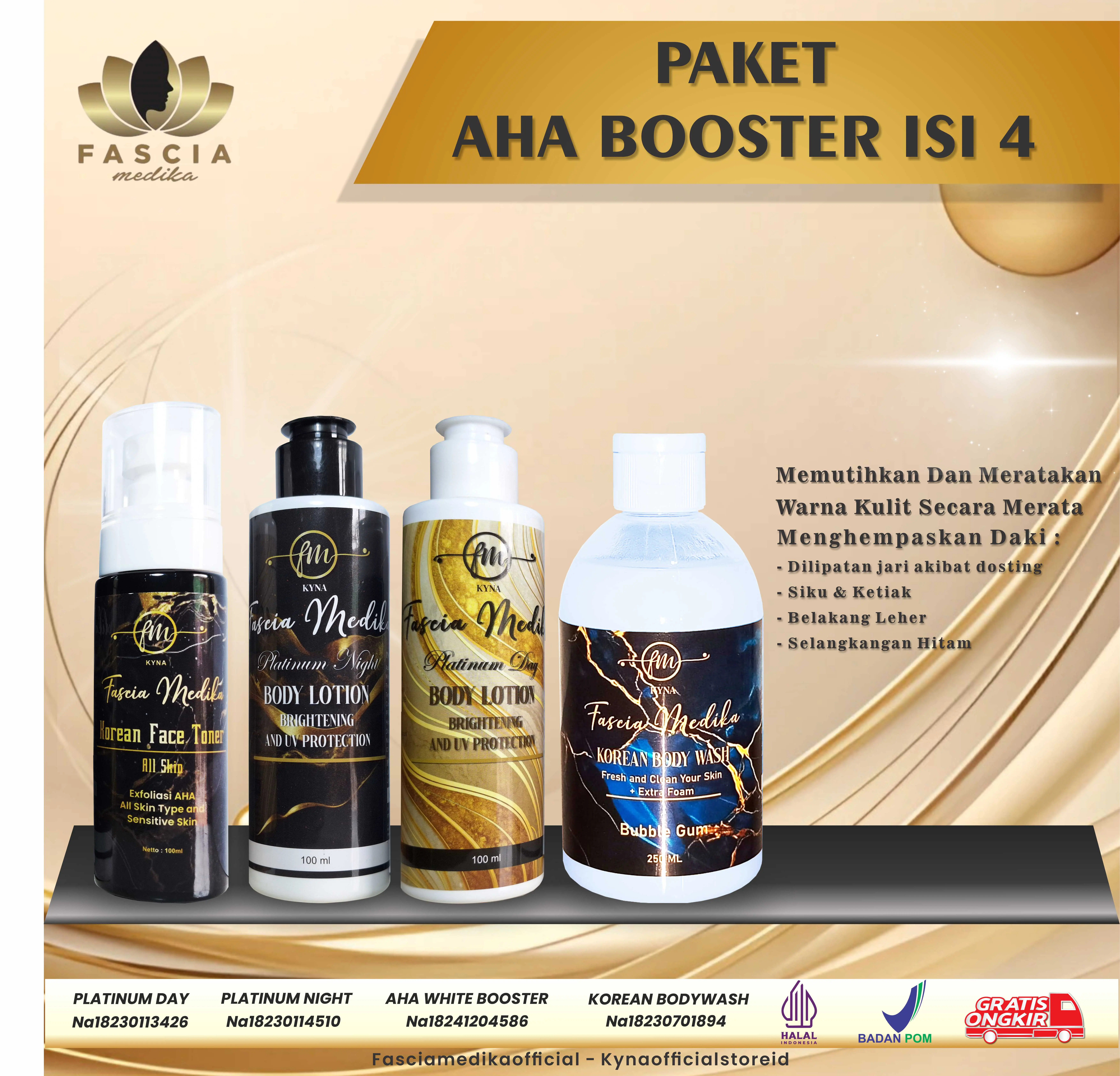 Paket AHA White Booster isi 4 (2HB+AHA Booster+Bodywash)
