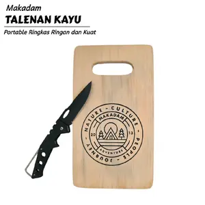 Makadam Talenan Kayu Mini Tatakan Alas Kayu Memotong Masak Portable Camping Ringkas Ringan dan Kuat