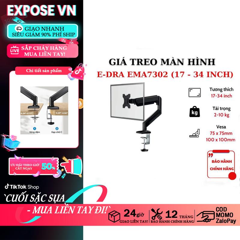 Giá treo arm màn hình 17-34 inch 2-15 kg Xoay 360° và điều chỉnh đa hướng Edra EMA7302