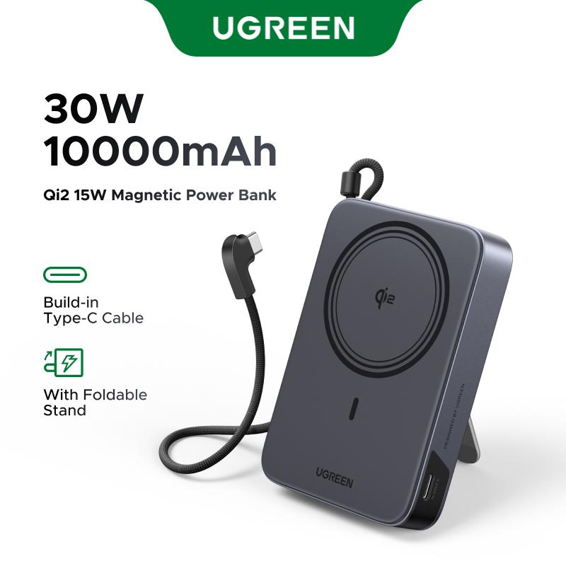 UGREEN 10000mAh, 15W Không Dây, PD 30W, Pin Sạc Dự Phòng Từ Tính, Cho iPhone 15/16/17 Pro Max