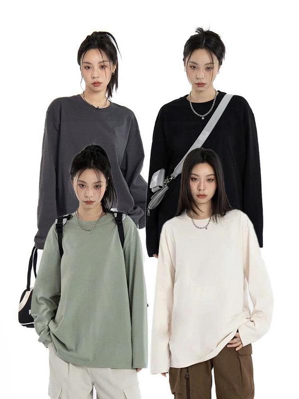 ÁO THUN TAY DÀI UNISEX NAM NỮ FULL MÀU BASIC TRƠN OVERSIZE <72KG CHẤT LIỆU COTTON MỀM MỊN THOÁNG MÁT DỄ PHỐI ĐỒ TD241001 Top Nữ Women Sò Cổ Tròn