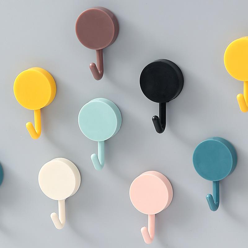 Bộ 10 móc dán tự dính bằng nhựa chống nước, màu macaron, đa năng, không cần khoan, phù hợp cho phòng tắm, vòi sen và cửa