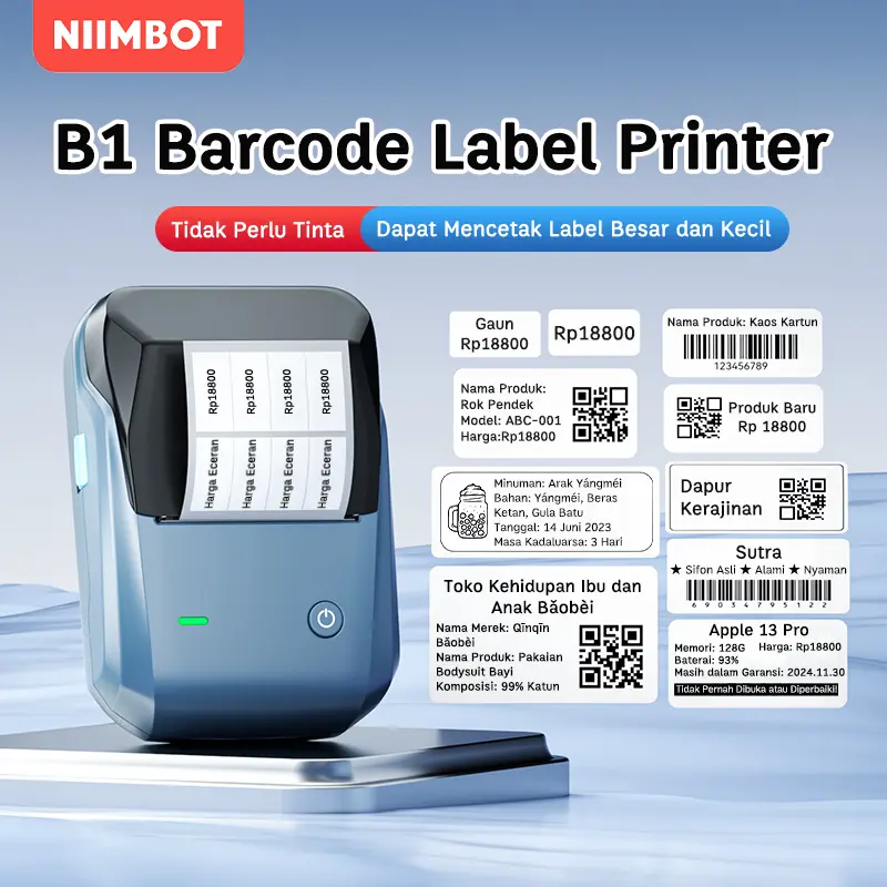 NIIMBOT B1 Printer Label  Pembuat Label Portabel Bluetooth lebar 20-50mm