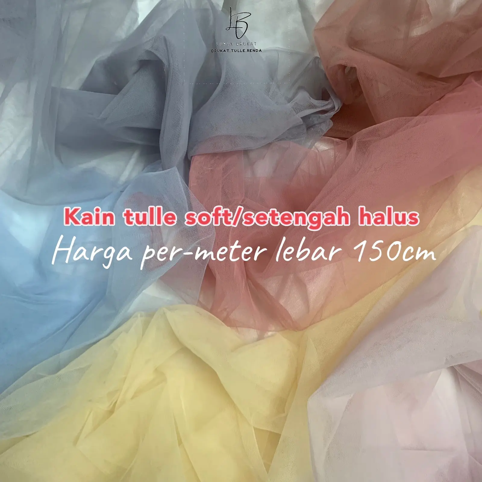 Kain Tulle Tile polos murah setengah halus / tulle dress harga Per-Meter Termurah