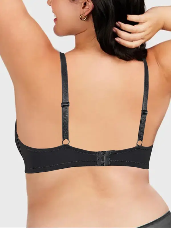 【Plus Size】 Solid Underwire Bra, Casual Comfortable Breathable Full Coverage Bra for Daily Wear, Women's Plus Size Lingerie for All Seasons 6