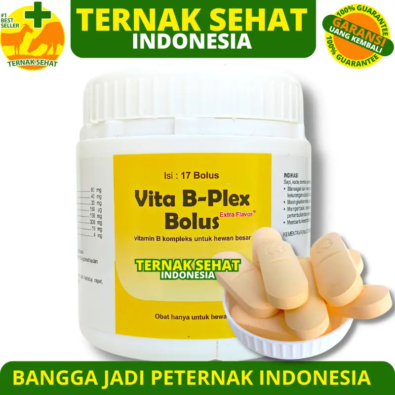 VITA B PLEX BOLUS 1 POT (17 BOLUS) MEDION - Vitamin B Complex Bolus Untuk Ternak Sapi Kambing Domba 2