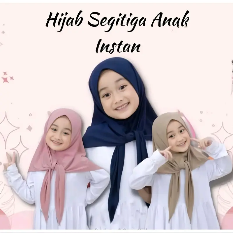 Jilbab Segitiga Instant Jersey anak 4-8thn || hijab instant segitiga Muslim 0