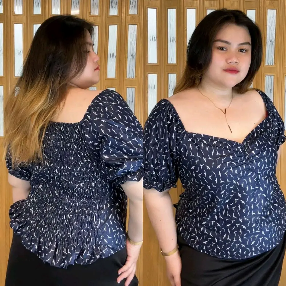 Blus Kerut Picnic Bigsize Plus Size Jumbo Baju Panjang Wanita Atasan Top