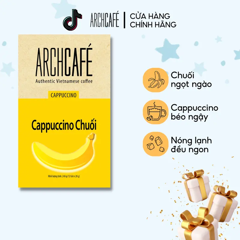 Cappuccino Chuối Archcafe - Cà phê hoà tan (12 gói x 20g) - Coffee, Cafe 0