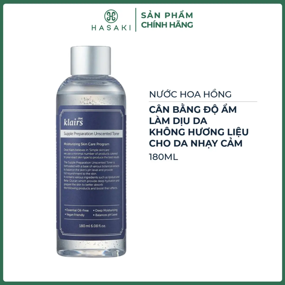 Nước Hoa Hồng Không Mùi Dear Klairs Supple Preparation Unscented 180ml