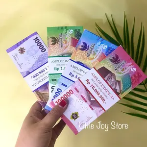 AMPLOP 3D MOTIF UANG GEPOKAN / AMPLOP LEBARAN BENTUK BOX MOTIF UANG ISI 5 PCS