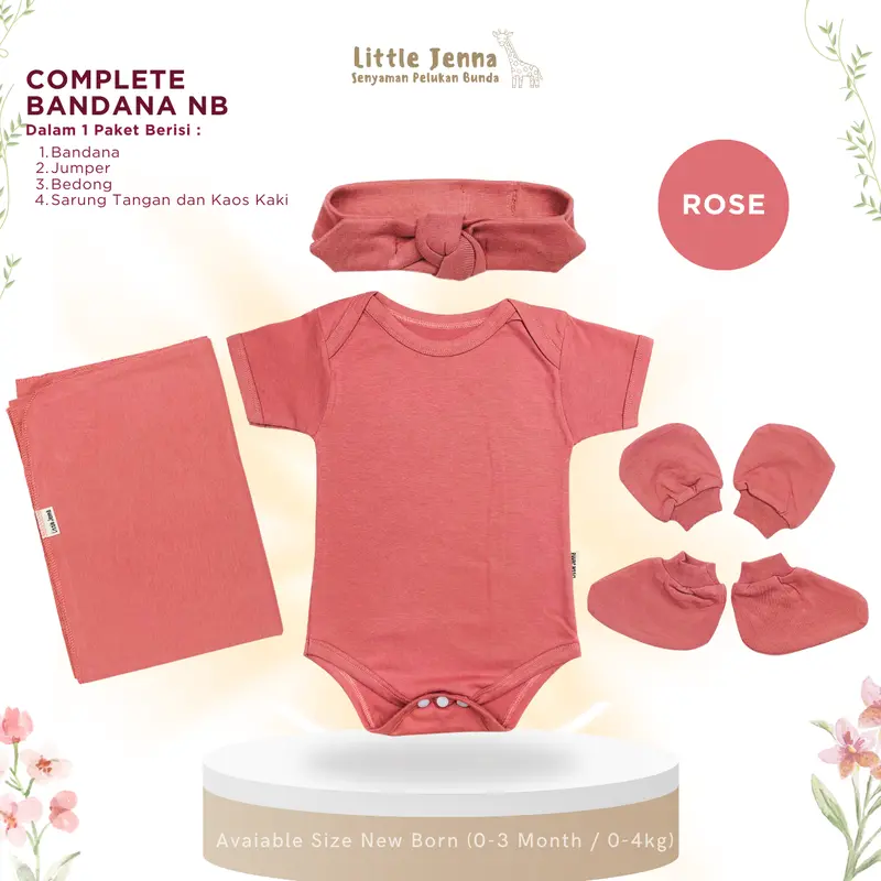 Little Jenna - Paket New Born Girl Set Complete Bayi Lahiran Cewe (Jumper, Bandana, Sarung Tangan dan Kaki) 0