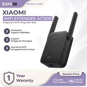 Xiaomi WiFi Range Extender AC1200 | 2 Eksternal Antena | Dual-band 2,4 GHz dan 5 GHz | Kecepatan Hingga 1200Mbps