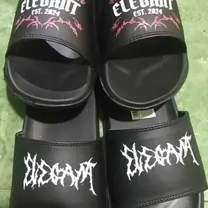 Sandal slop elegant motif akar / pria wanita slip on casual distro/ best seller new produk Sendal / eva premium quality Shoes Hitam