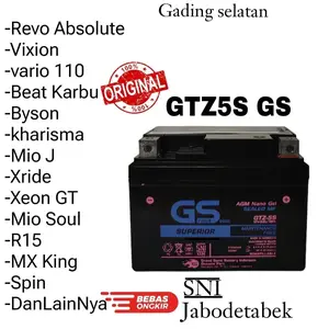 GTZ5S MF 12V 5AH Aki Motor Honda Beat Vario 110 Supra X 125 Scoopy Spacy Blade Revo New Mega Pro Aksesoris Motorcycle