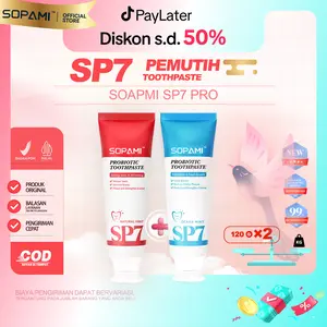 【Diskon Hingga 50%】[BPOM] SOPAMI SP7 Versi Upgrade Pasta Gigi Pemutih Baking Soda Plus Mint Alami + Pasta Gigi Pelepasan Plak Perlindungan Gusi & Gigi Plus Mint Laut 2Pcs Menghilangkan plak gigi, Melindungi dari gigi berlubang, Merawat gigi