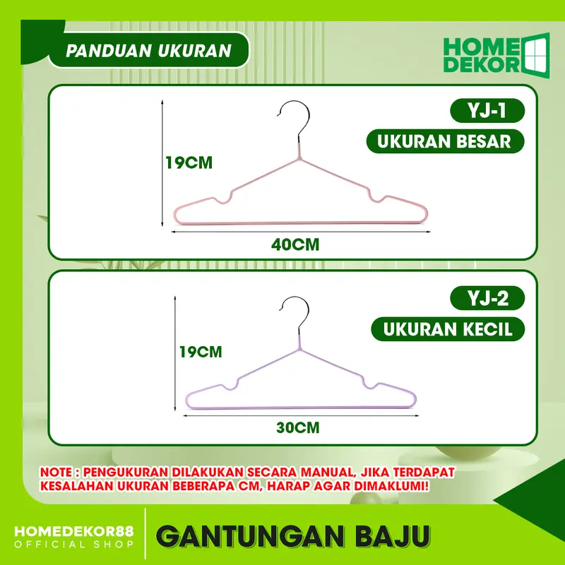 HOMEDEKOR - Hanger Baju Stenlis 1 PAKET ISI 10PCS Hanger Anti Karat Ukuran Besar / Kecil 6