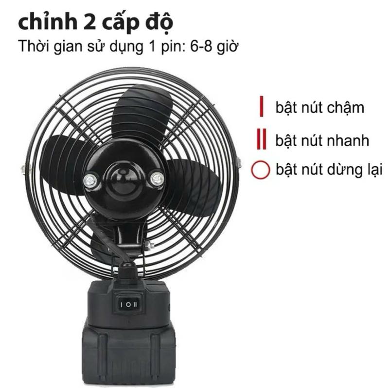 Quạt Tích Điện Mini Lồng Sắt, Cánh Sắt, Quạt để bàn 2 cấp độ gió Siêu Mát, Pin 10 cell Dùng liên tục 8H 3