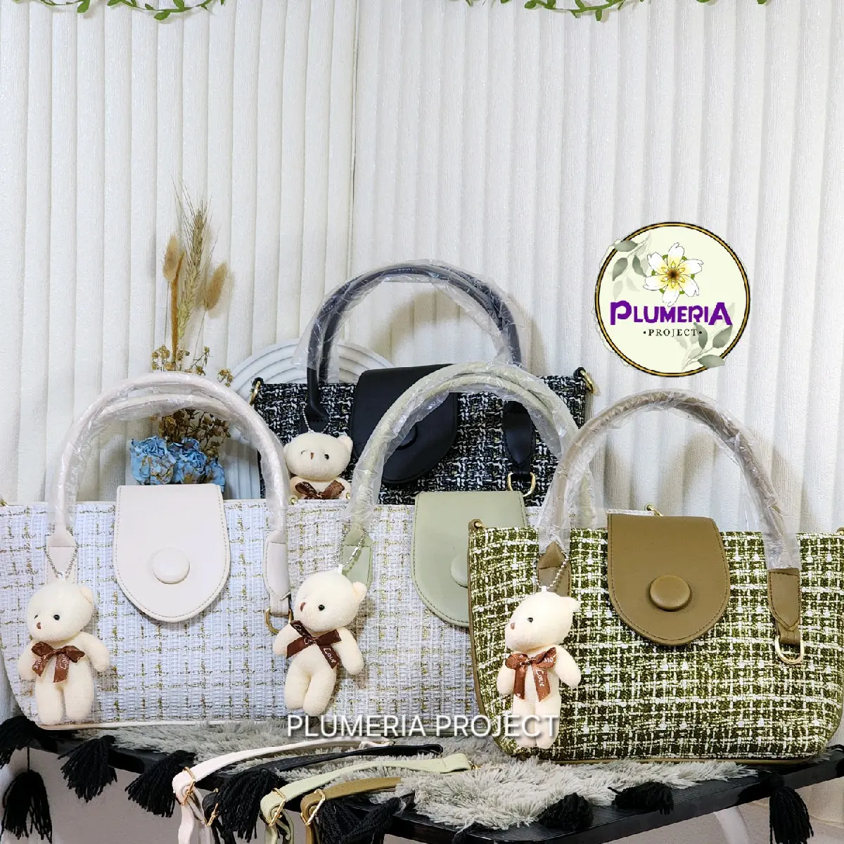 PLUMERIA PROJECT - Wylie Tweed Mini Tote Bag/ Tas Wanita / Slingbag Wanita / Tas Selempang / Shoulder Bag / Tote Bag / Handbag