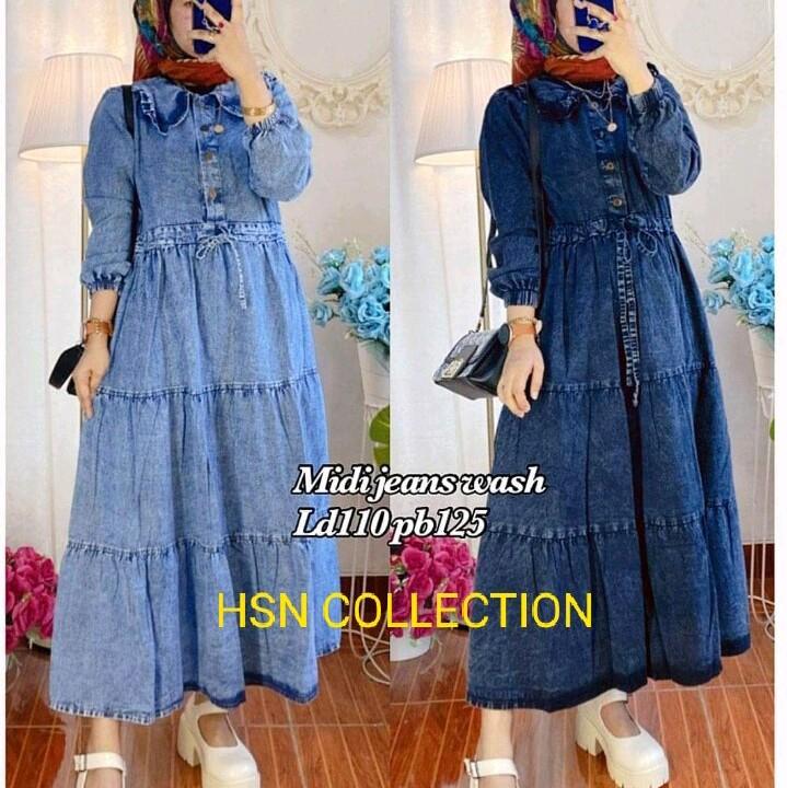 GAMIS JEANS MESYA DADA SERUT WANITA TERBARU Dress Lebaran Dewasa Remaja Muslim Maxi Pesta Mewah 1
