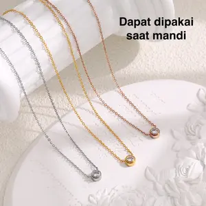 9 Pilihan Kalung Titanium Wanita Sederhana Modis  Anti Luntur & Anti Karat, Bisa Dipakai Mandi/Tidur, Desain Fashion Korea