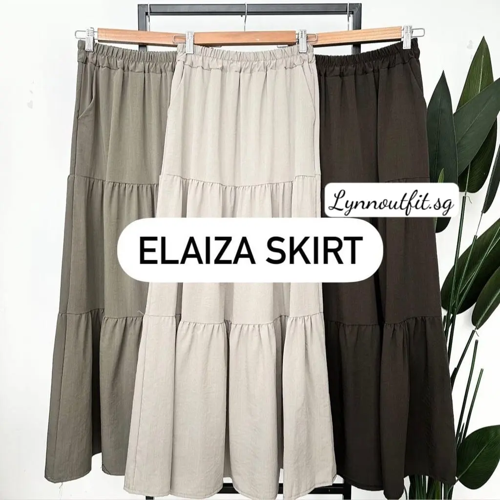 ELAIZA SKIRT (Tiered Flare) - Comfort, Cotton Linen, Freesize -  Womenswear,Bottom
