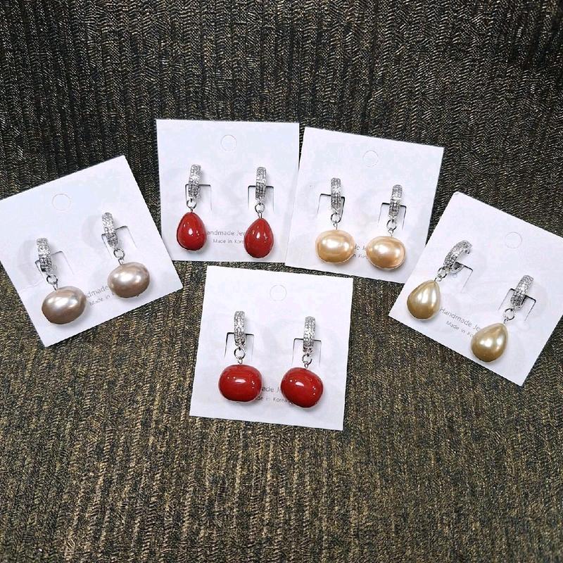 ANTING JUNTAI MUTIARA KULIT KERANG & PERMATA ZIRCONIA PREMIUM PLATING RODIUM 3MODEL 2