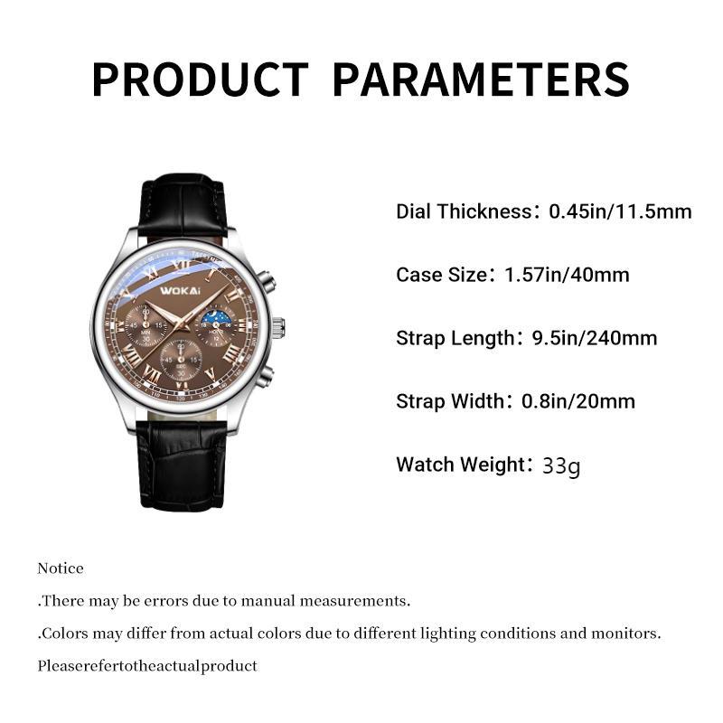 Product Introduction of New Trendy Casual 3 Sub-Dial Men's Quartz Watch - Black 10
