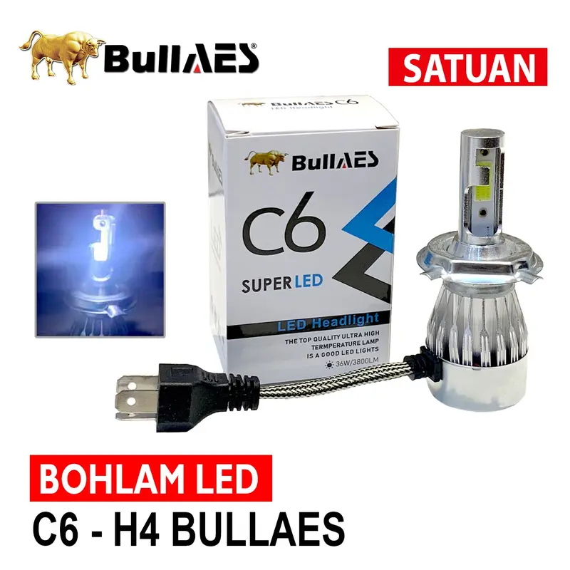 Lampu C6 LED 36 W COB Mobil Motor SOCKET H4 0802 Car isi 1 PCS 0