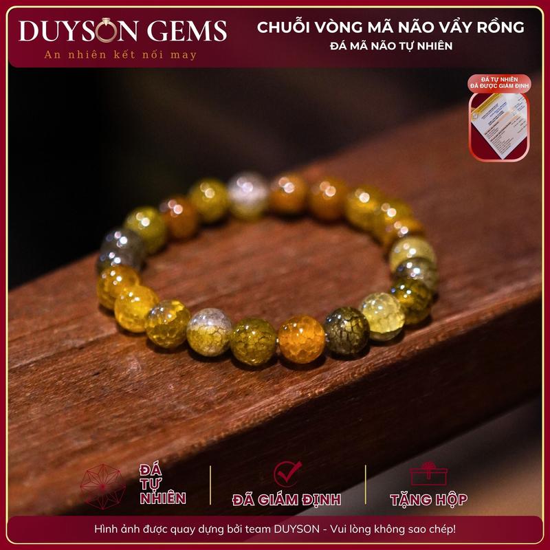 Vòng tay chuỗi hạt đá mã não rồng tự nhiên 8 li vân đá vảy rồng nhiều năng lượng Duyson Gems