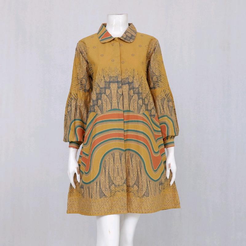Tunik Wanita Batik Anyelir Rinjani Berkerah Formal SMLXLXXLXXXL Kancing Depan Cantik Elegan Katun Kantor 5