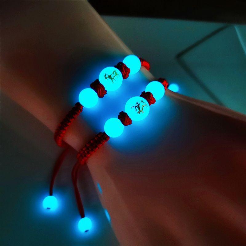 Product Introduction of Women's bracelet, red rope luminous bracelet, luminous stone luminous gemstone 12 zodiac woven bracelet, couple bracelet for men and women, bring it for safety. nazar  bracelet chinese jewelry year snake red  string  bracelet 16