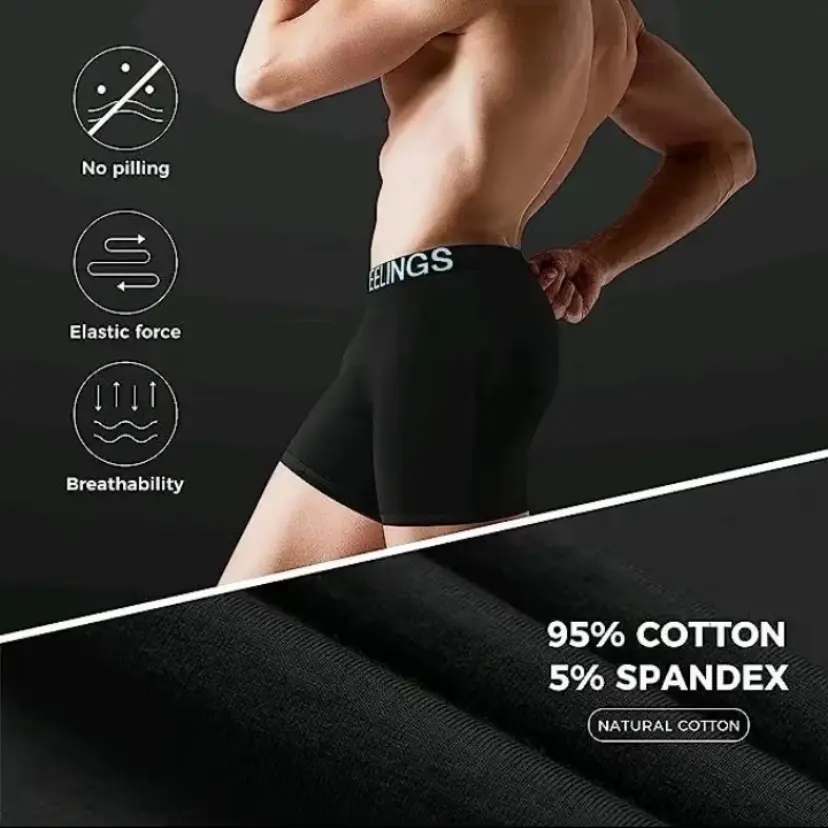PAKET 6 PCS Celana Dalam Pria Boxer Ice Silk Yang Lagi Viral hitam spandex nyaman lembut polyester M Karet