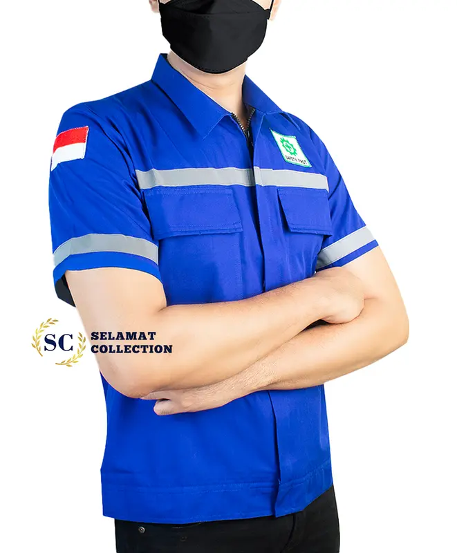 Kemeja Safety K3 by Selamat collection - Baju Seragam Kerja Atasan Wearpack Lengan Pendek Pria Wanita 1