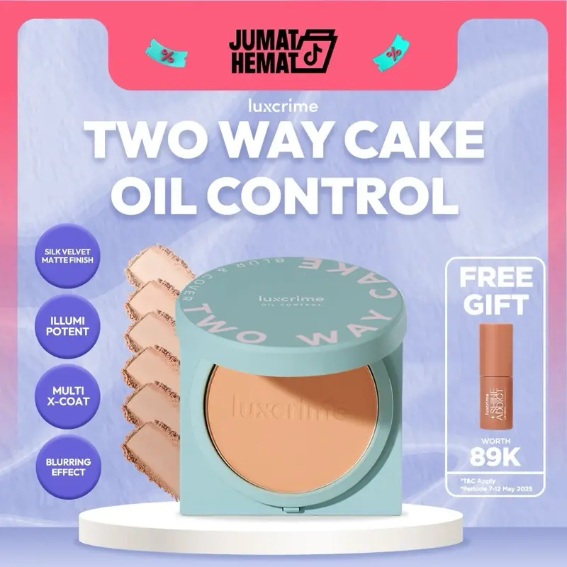 FREE LIP VINYL 7 - 12 Mei - [OIL CONTROL] Luxcrime Blur & Cover Two Way Cake Powder Smoothing