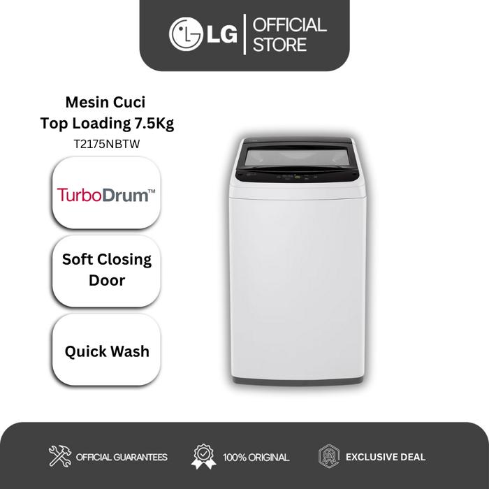 Gambar LG Mesin Cuci Top Loading 7.5kg - TurboDrum - Soft Closing Door - Quick Wash - T2175NBTW dari LG Official Store Kota Administrasi Jakarta Timur Tokopedia