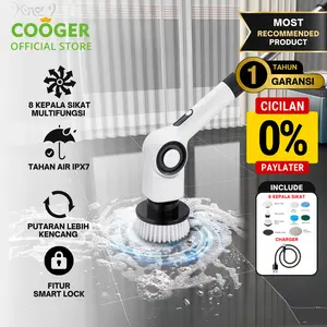 [COD] COOGER Sikat Pembersih Elektrik 8IN1 Deluxe Portable Electric Cleaning Brush 8IN1 Membersihkan Noda Mudah Dengan 8 Kepala Sikat Berbahan Alumunium Tahan Air Anti Karat