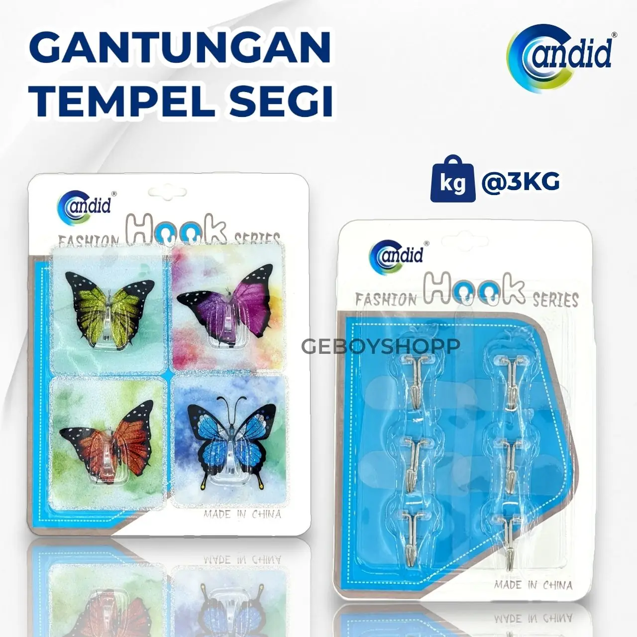 Candid Gantungan Tempel Segi / Kapstok Tempel / Hook Tempel Segi High Quality