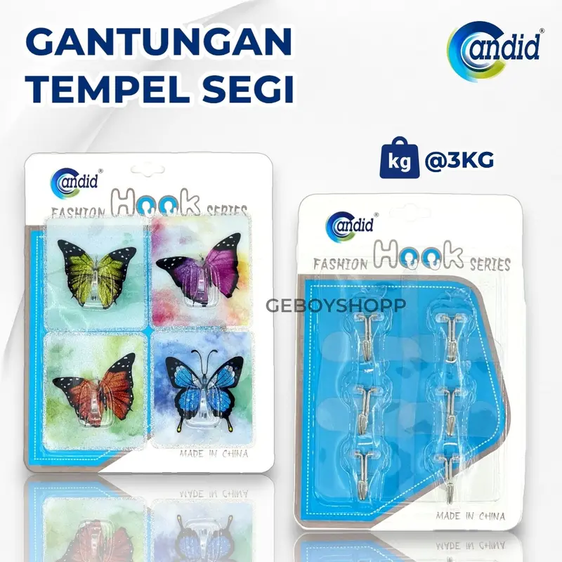 Candid Gantungan Tempel Segi / Kapstok Tempel / Hook Tempel Segi High Quality 0