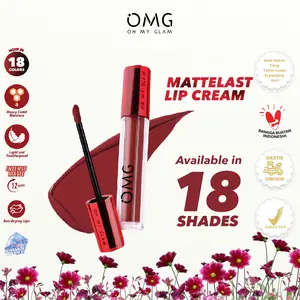 OMG OH MY GLAM Mattelast Lip Cream 2.9 g - Lip Cream Matte Dengan Warna Intense, Tahan Lama & Ringan