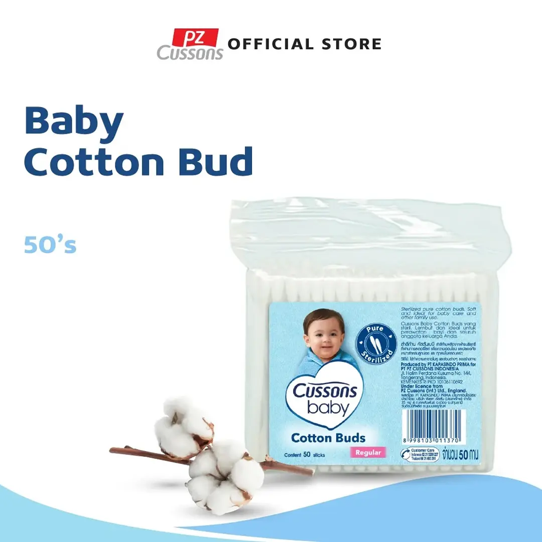 Cussons Baby Cotton Bud Regular 50's / 100's - Korek Kuping Dewasa Kapas Pembersih Hidung dan Telinga Makeup Kosmetik - Isi 50 / 100 Sticks