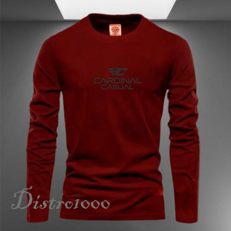 PROMO COD ( BAHAN TEBAL )  Kaos Distro 100% COTTON Kaos pria I Wanita Lengan Panjang[C4RD1N4L C4SU4L]  prin BLAK  Premium 4