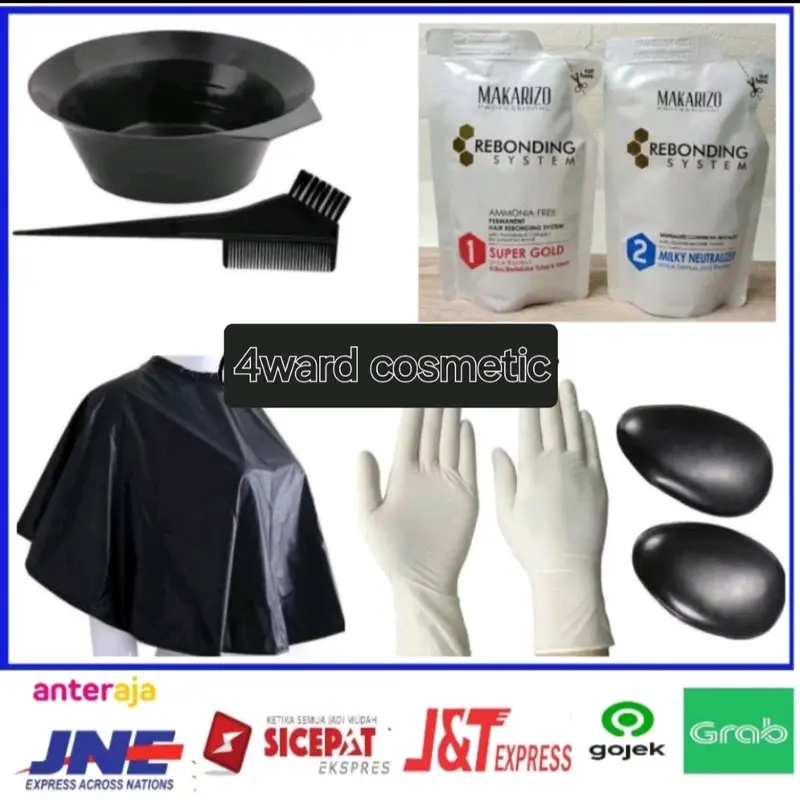 paket lengkap makarizo rebonding system / obat pelurus rambut 125ml plus paket alat cat rambut. 0