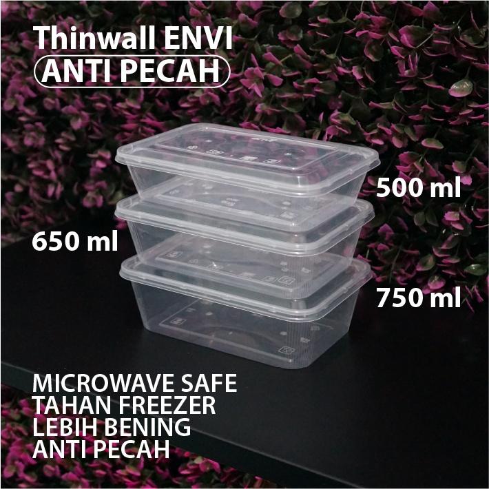 (Depok) Thinwall Anti Pecah 2000 ml - Thinwall ENVI - Kotak Makanan - Square 2