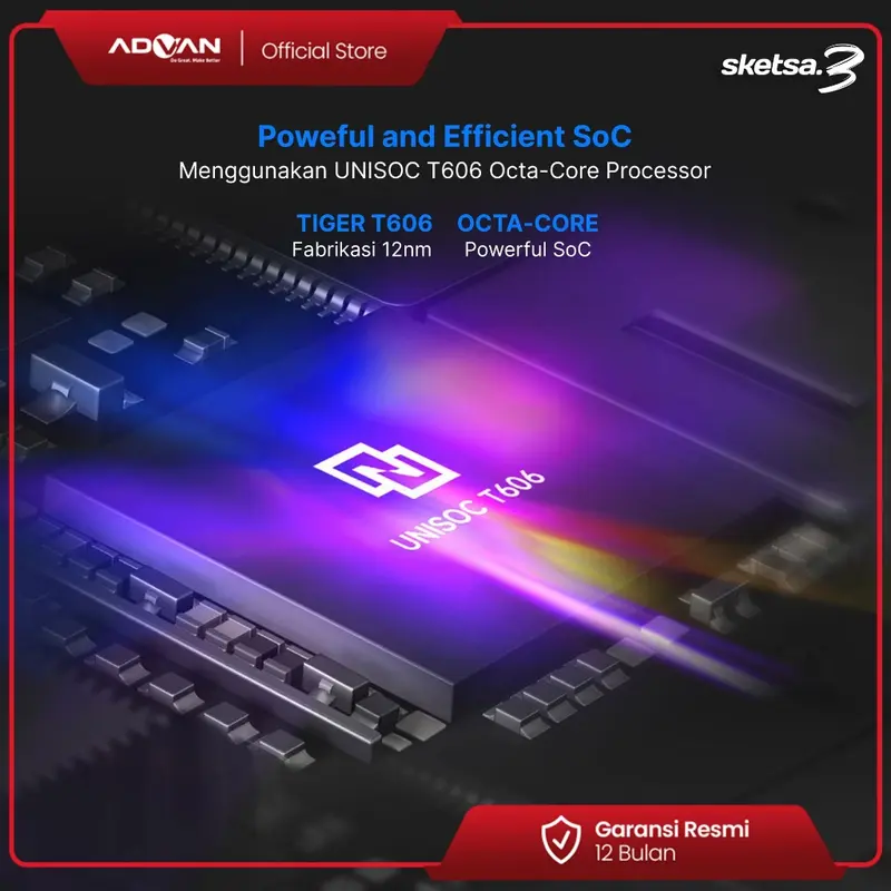 Advan Tab Sketsa 3 Layar 10.1” HD IPS 128GB+RAM 6GB Tiger T606 Android 13 Dual Sim Card Free Keyboard & Stylus Pen | Sketsa 3 Advan 4