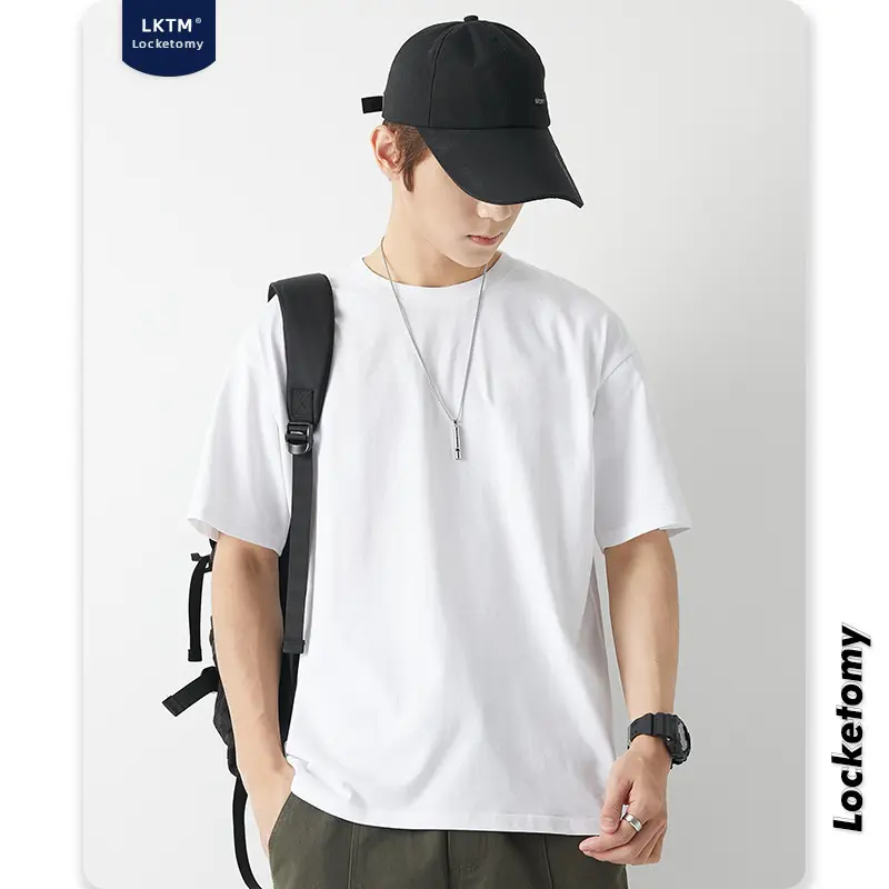 EDC American Streetwear Heavyweight 230g Short Sleeve T-shirt Unisex Ins Basic Solid Color Undershirt