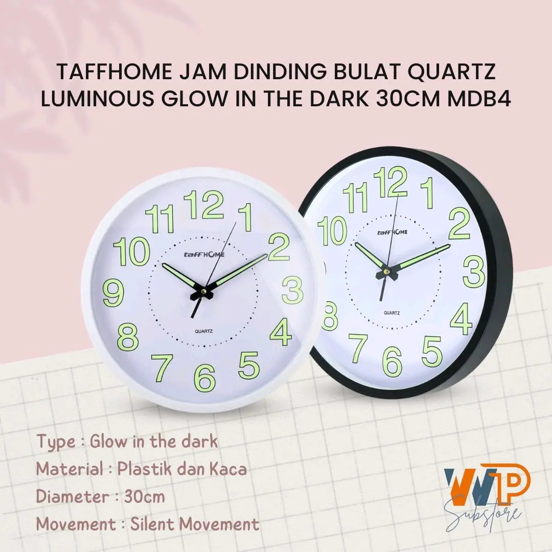 Jam Dinding Bulat Quartz Creative Design Luminous Glow in The Dark 30CM - MDB4 Plastik