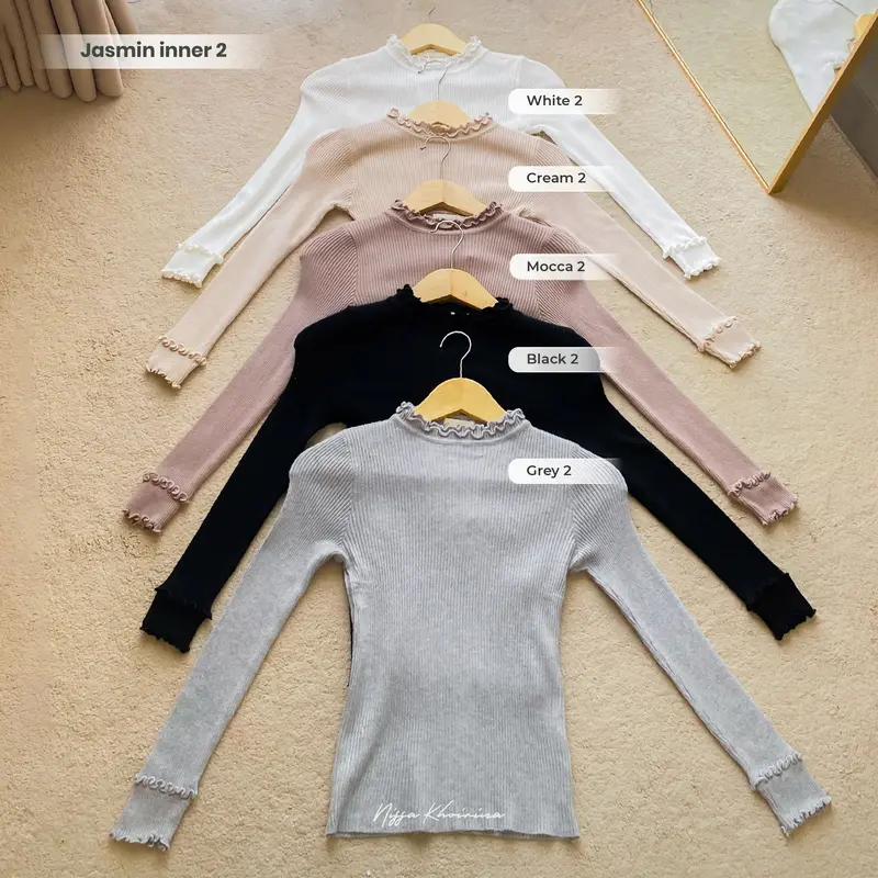 Bynissa - Jasmin Inner - Atasan Wanita - Atasan Rajut - Pakaian Sehari hari - Melar - Lengan Panjang - Wolsoom - Baju Inner Lembut Nyaman 6