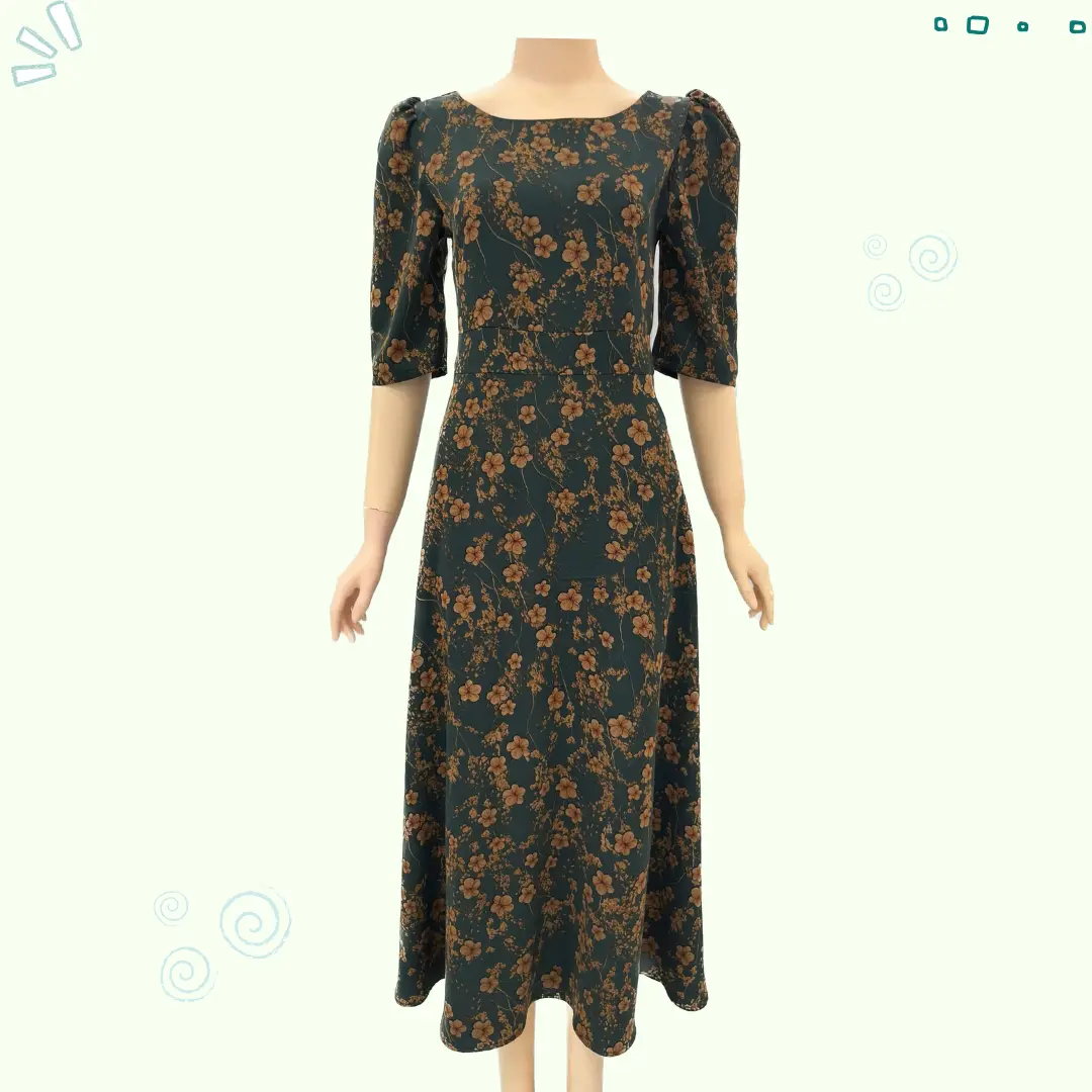 Đầm trung niên dáng dài họa tiết nhẹ nhàng (50-87kg ) - Bigsize Hồng Phúc - Đầm tặng123